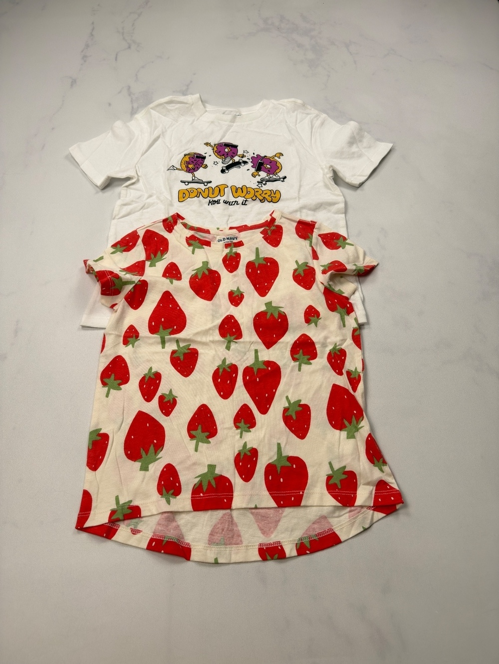 Old Navy T Shirt Strawberry Donut Worry Graphic Lot of 2 - Girls M